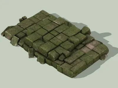 Ancient stone platform Low-poly 3D model
