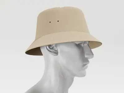 Bucket Hat - Beige PBR 4K Low-poly 3D model
