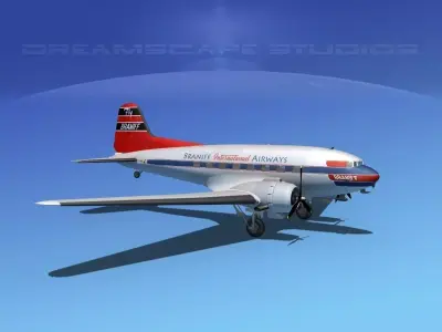 Douglas DC-3 Braniff 3D model