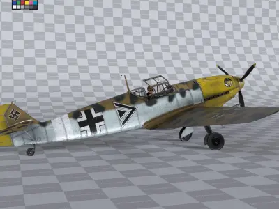 Messerschmitt BF109 German Fighter Airplane North Africa V3 3D model