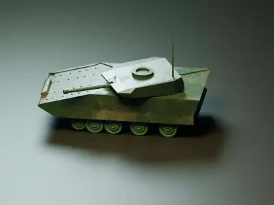 Army Tank with Textures Low-poly 3D model