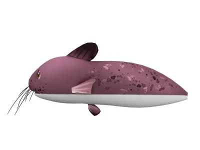 Black Eel tail Cat Fish Cartoon Animated Low-poly 3D model