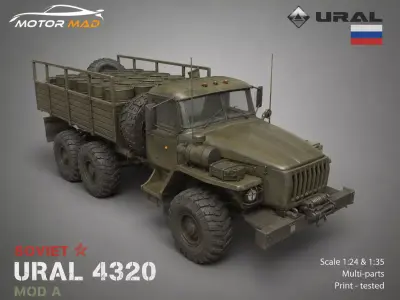 Soviet Ural-4320 MOD A - Heavy Duty 6x6 Truck 3D print model