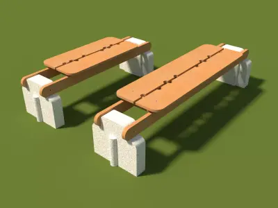 Modern Wooden Bench Free 3D model