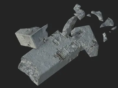 concrete rubbles Free low-poly 3D model