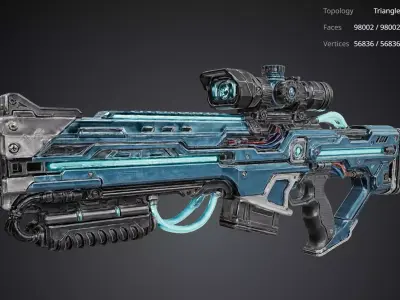 Futuristic Blue Gun 3D model purchase