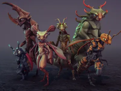 Insect Characters Low-poly 3D model