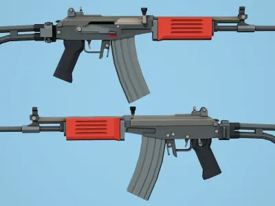 Stylized Galil ARM Low Poly Mobile Ready Low-poly 3D model