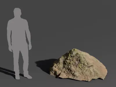  Warm Toned Mossy Jagged Large Rock Boulder Model 