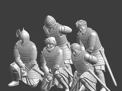 Kievan Rus Prisoners Medieval 3D Printable Miniatures STL Set 3D print model
