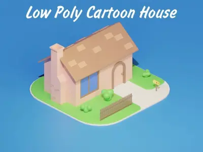 Low Poly Cartoon House Free low-poly 3D model