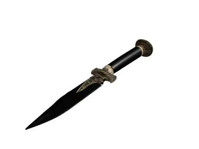 Ornate Black Gold Fantasy Dagger 3D model