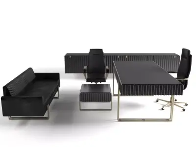 Modern Office Furniture Black Gold best quality boss room Low-poly 3D model