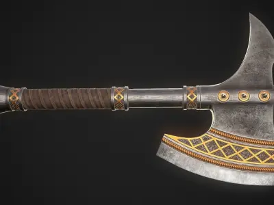 Fantasy Axe 2 - 4 Variations 3D Model Collection