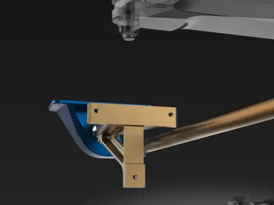 P-51D Mustang Rudder Lower Hinge and Connecting Control Rod 3D print model