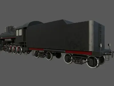Steam locomotive EA-2408 Low-poly 3D model