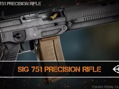 SIG 751 Precision Rifle Low-poly 3D model
