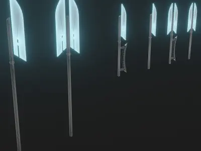 Sci-fi spears and swords collection pack Low-poly 3D model
