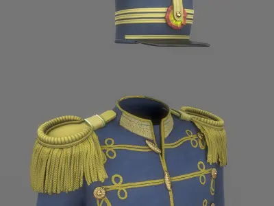 Vintage Military Uniform Game Ready Low-poly 3D model