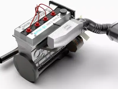 4AGE Toyota Engine Low-poly 3D model