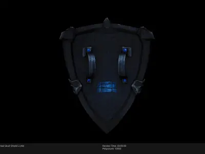 Low Poly Stylized Ethereal Skull Shield 2 Low-poly 3D model