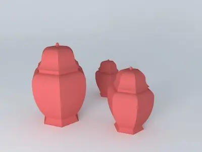 potiches Chinese chinese urns garnish Free 3D model