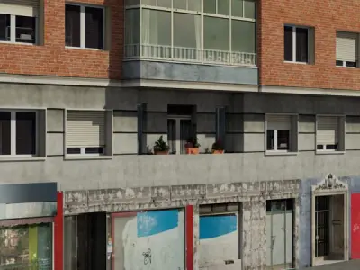 Building apartment in city Low-poly 3D model