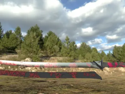 Japanese Katana Textured Free low-poly 3D model