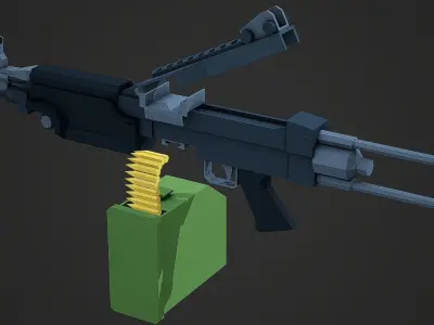Stylized M249 LMG Low Poly Mobile Ready Low-poly 3D model