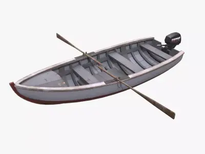Old Wooden Motorboat Low-poly PBR Low-poly 3D model