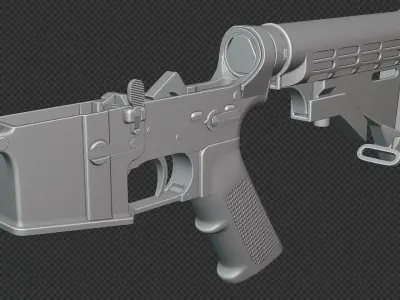 AR-15 Lower Receiver Assembly Low-poly 3D model