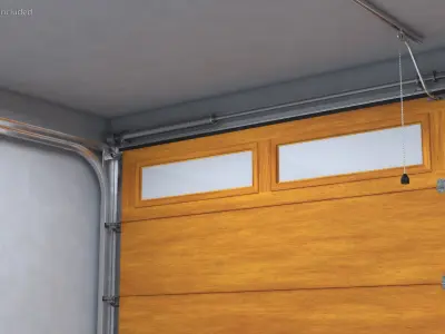 Mechanic Garage Door Wooden Rigged for Cinema 4D 3D model