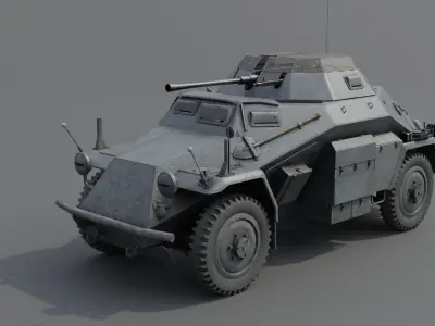 SdKfz 222 Armored car Low-poly 3D model