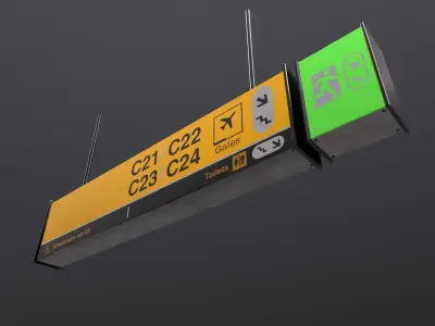 Airport Sign Board 003 Low-poly 3D model