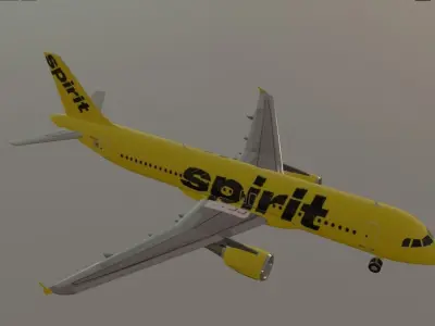 Spirit Airlines airbus a320 low poly 3D model Low-poly 3D model