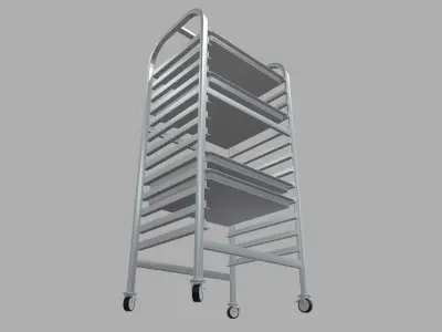 Tray Rack Trolley Low-poly 3D model