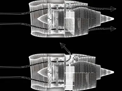 Jet Engine Thrust Reverser Info-graphic 3D model
