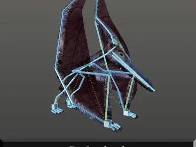 Pterodactylus dinosaurs flying in sky 3D model