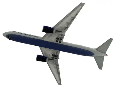 Lowpoly B767-300 3D Model british airways boeing Low-poly 3D model