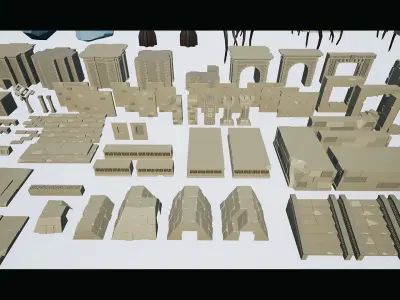 Aztec Temple - Low Poly Asset Pack Low-poly 3D model