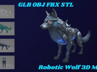 Robotic Wolf  - High Poly 3D model