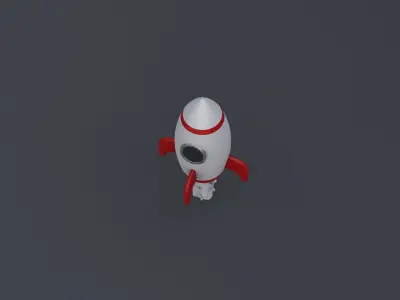Cartoon Style Rocket Low-poly 3D model