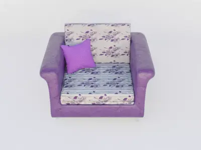 Single Sofa-Game Ready PBR Free low-poly 3D model