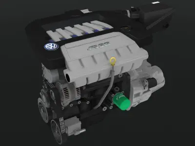 Volkswagen Golf R32 VR6 24v engine Low-poly 3D model