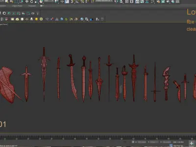 20 swords basemesh lowpoly vol01 Low-poly 3D model