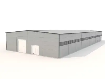 Industrial metal hangar Low-poly 3D model