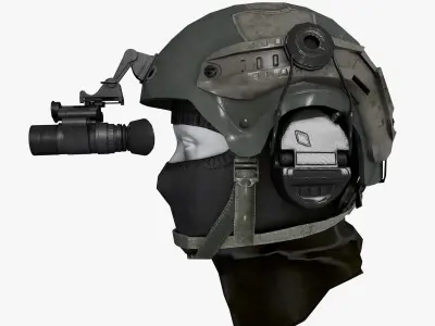 Ops Core Helmet with Tactical Night Goggles Low-poly 3D model