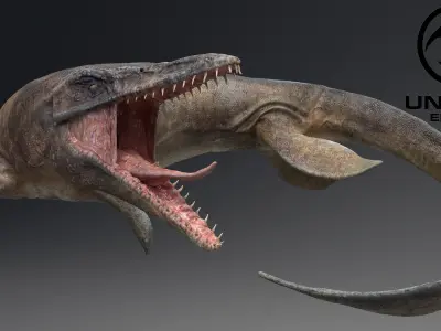 Dinosaur Tylosaurus - Sea Monster Series 3 Low-poly 3D model