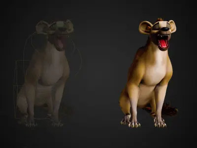 Cartoon-Realistic Spotted Hyena - Rigged for Blender Low-poly 3D model