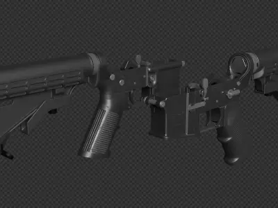 AR-15 Lower Receiver Assembly Low-poly 3D model